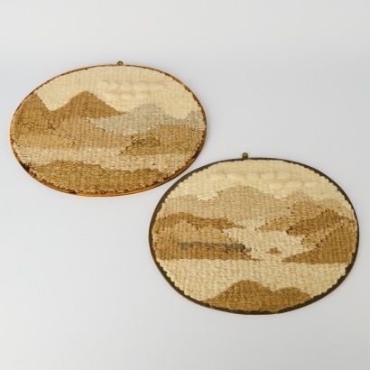 A Set of Two Mid-Century Fibre Art Wall Hangings