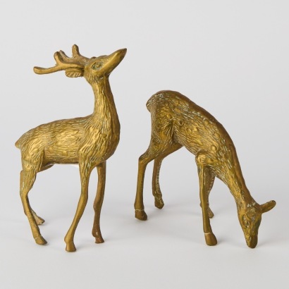 A Pair of Brass Deer Figures