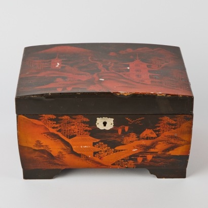 A Chinese Lacquered Music Jewellery Box