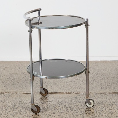 An Art Deco Black Chrome Drinks Trolley