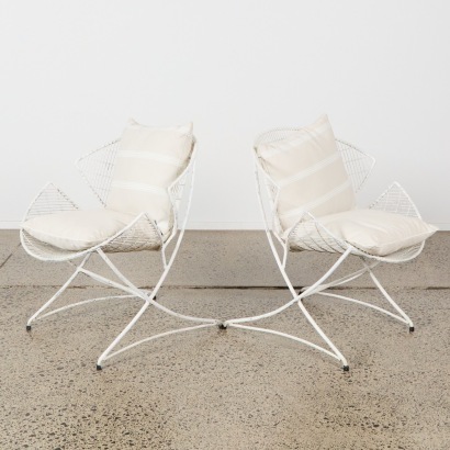 A Pair of Retro Outdoor Wire Chairs