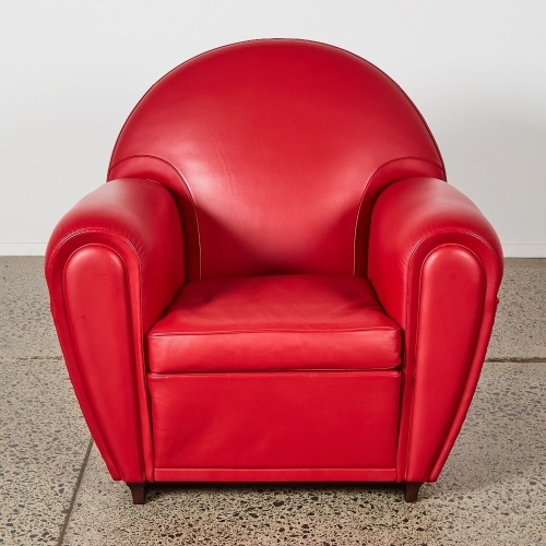 A Poltrona Frau 'Vanity Fair' Crimson Leather Armchair