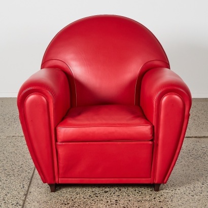 A Poltrona Frau 'Vanity Fair' Crimson Leather Armchair