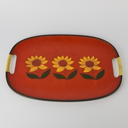 A Vintage Sunflower-Decorated Serving Tray