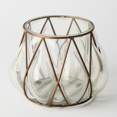 A Vintage Caged Glass Candle Jar
