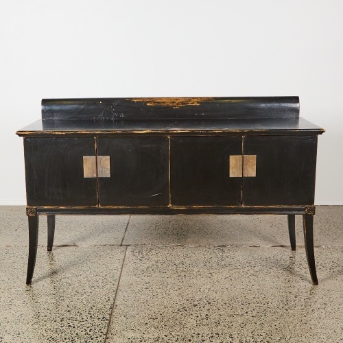 A Lacquered Wooden Sideboard with Brass Handles, Japan c. 1990s