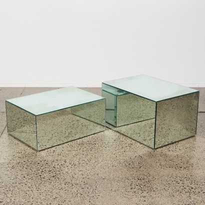 A Pair of Mirrored Side Tables