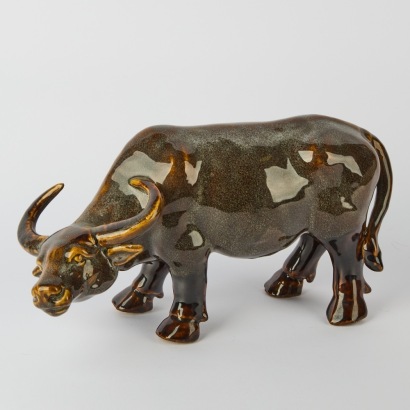 A Vintage Glazed Ceramic Bull
