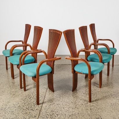 A Set of Six Postmodern Dining Chairs by Torstein Nilsen for Westnofa