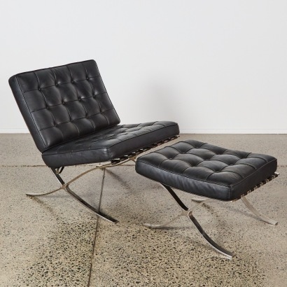 A Barcelona Chair with Ottoman