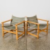 A Pair of Mid-Century European Beech And Canvas Safari Chairs By Ikea