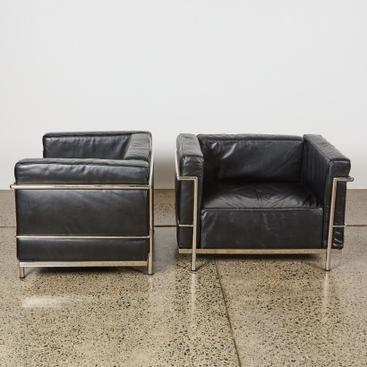 A Pair of Le Corbusier LC2 Style Chairs