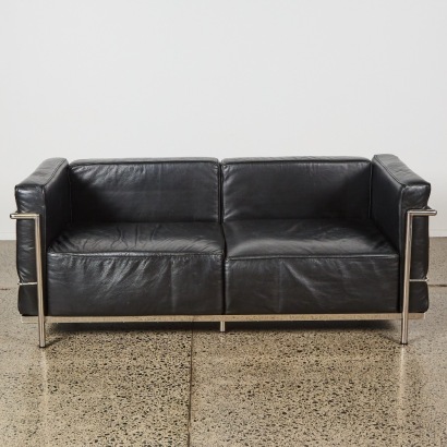 A Le Corbusier LC2 Style Two Seater Sofa