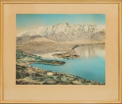 A Whites Aviation Hand-Coloured Photograph of Queenstown