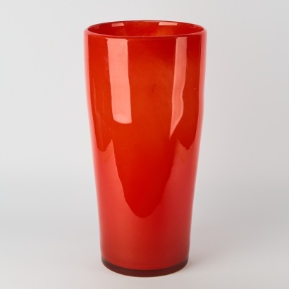 A Large Red Art Glass Vase