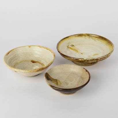 A Trio Of Hand Thrown Glazed Pottery Bowls