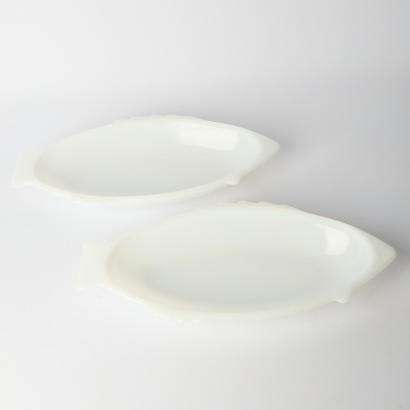 A Pair Of Vintage Glasbake Milkglass Circa 1960