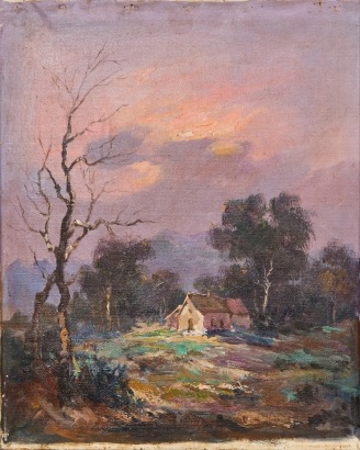 An Antique Oil Painting On Canvas Artist Unknown
