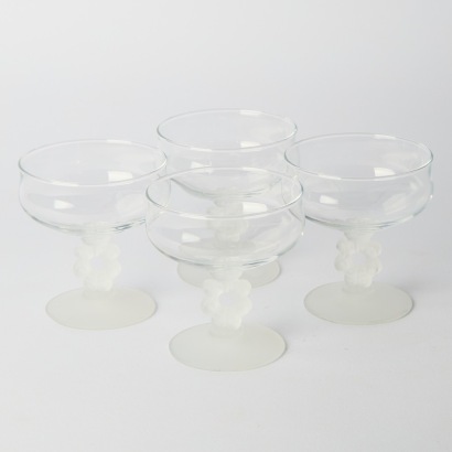 A Set Of Four Vintage Bohemia Fine Crystal Champagne Coupes