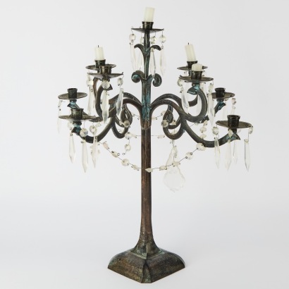 An Ornate Glass and Cast Iron Candleabra