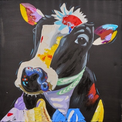 A Canvas Cow Painting