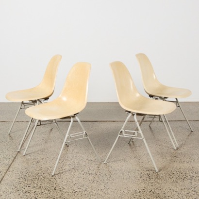 A Set of Four Fibreglass DSR Chairs by Eames for Herman Miller