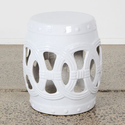 An Abbyson Moroccan White Ceramic Stool