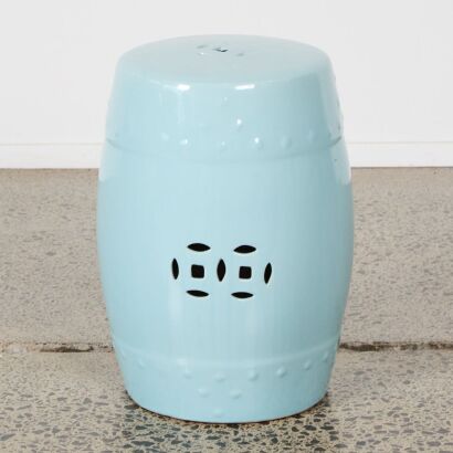 A Blue Ceramic Stool