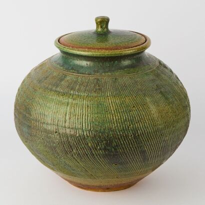 A Very Large Peter Alger Floor Pot with Combed Effect Decoration