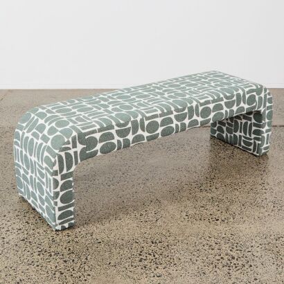 A Green Patterned Upholstered Bench