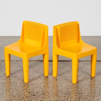 A Pair of Retro Yellow Kids Chairs