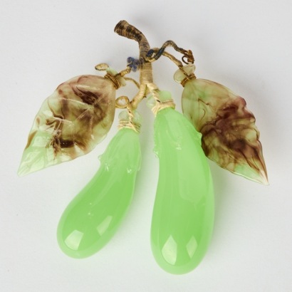 A Peking Handmade Carved Jade Eggplant