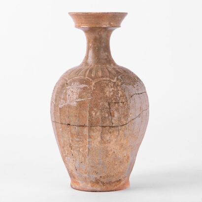 A Korean 9th to 10th Century Goryeo Dynasty Celadon Fluted Mallet Vase