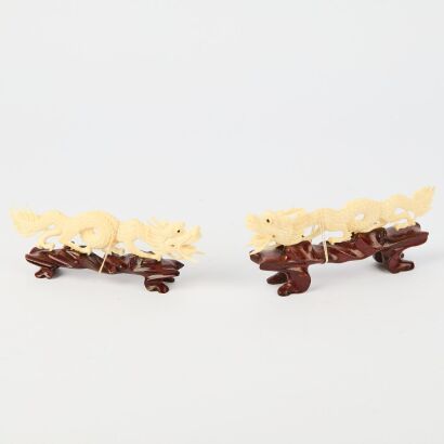 A Chinese 20th Century Carved Bone Dragon Ornament
