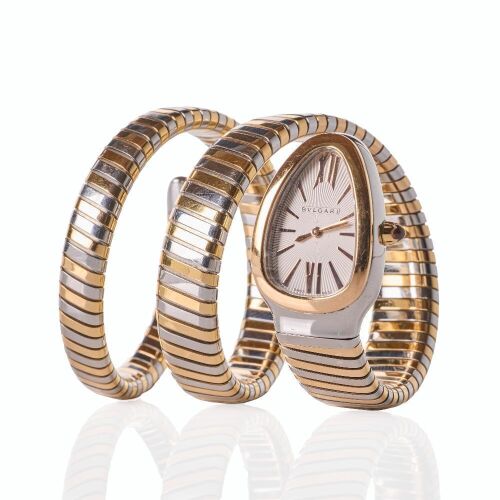Stainless Steel / 18ct Rose Gold, 35mm BVLGARI, Serpenti Tubogas Double Spiral Wristwatch, circa 2015