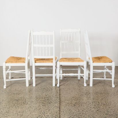 A Set of Four Solid Wood Country Chairs