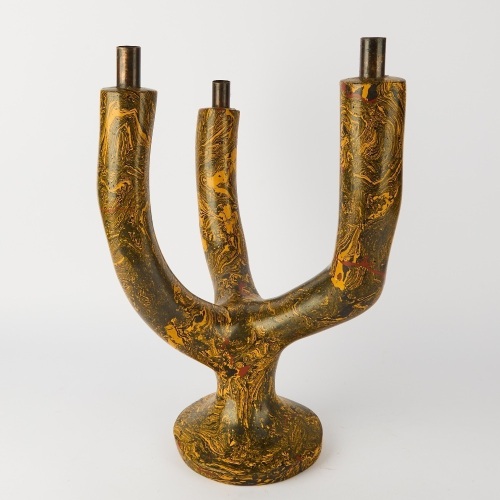 A Ghastly Studios Scagliola Tortuosa Candelabra By Katherine Rutecki and Katrina Kerr