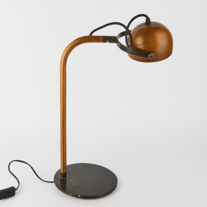 A Wood and Steel Table Lamp