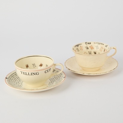 A Pair of English China Fortune Telling Tea Cups A/F