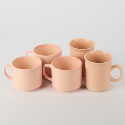 A Group of Crown Lynn Coffee Cups and Mugs in Pink