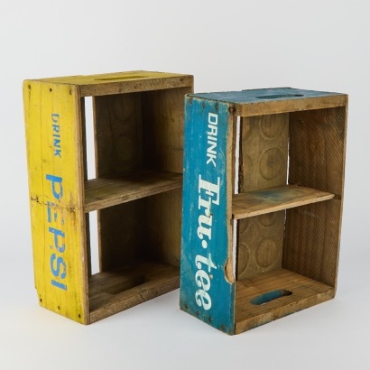 A Pair of Vintage Wooden Soft Drink Crates A/F