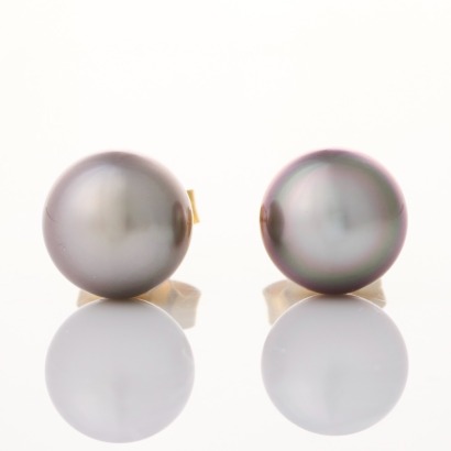 18ct Yellow Gold, Round 10mm South Sea Pearl Stud Earrings