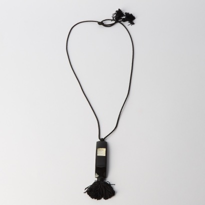 A Lalique Ar&eacute;thuse Masque de Femme Crystal and Resin Pendant