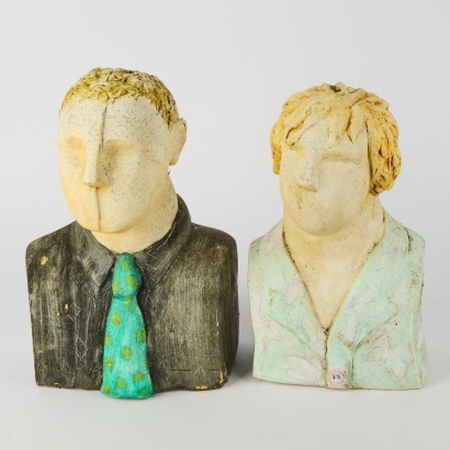 A Pair of Barbara Lawrence New Zealand Sculpture Busts