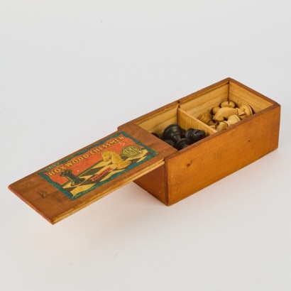 A Set of Vintage French Ebonised Chess Pieces