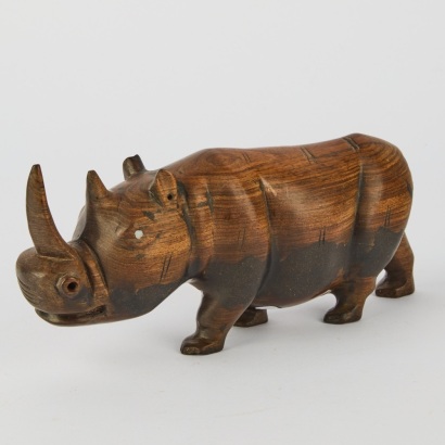 A Carved Ebony Rhinoceros Figure