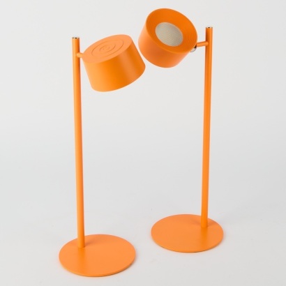 A Pair of Orange Cordless Lamps
