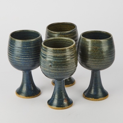 Four Studio Pottery Goblets