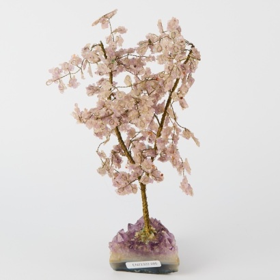A Brass and Glass Decorative Tree on an Amethyst Base
