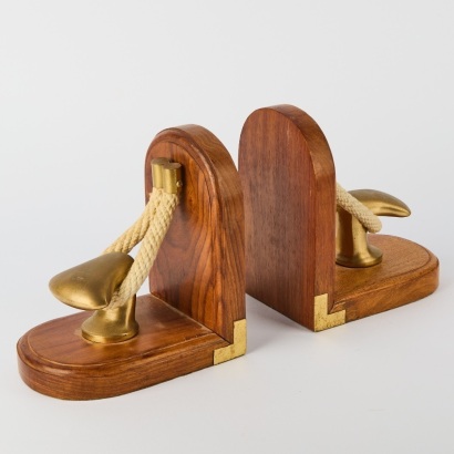 A Pair of Brass & Rope Nautical Bookends